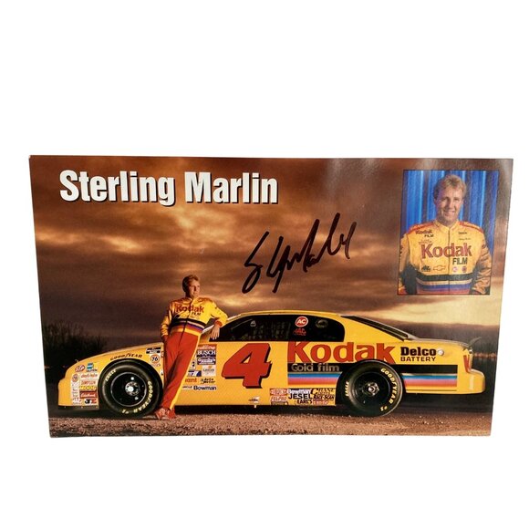 Vintage Sterling Marlin Autographed Photo Post Card Kodak Racing NASCAR Signed - Picture 1 of 5